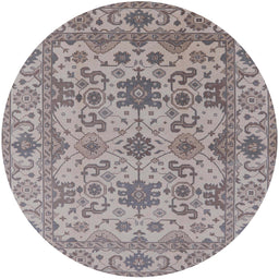 Round Machine Washable Industrial Modern Silver Pink Rug, wshurb1406