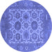 Round Oriental Blue Traditional Rug, urb1407blu