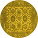 Round Oriental Yellow Traditional Rug, urb1407yw