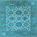 Square Oriental Light Blue Traditional Rug, urb1407lblu