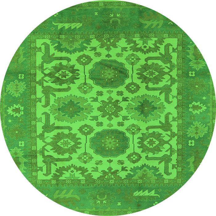 Round Oriental Green Traditional Rug, urb1407grn