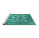 Sideview of Machine Washable Oriental Turquoise Traditional Area Rugs, wshurb1407turq