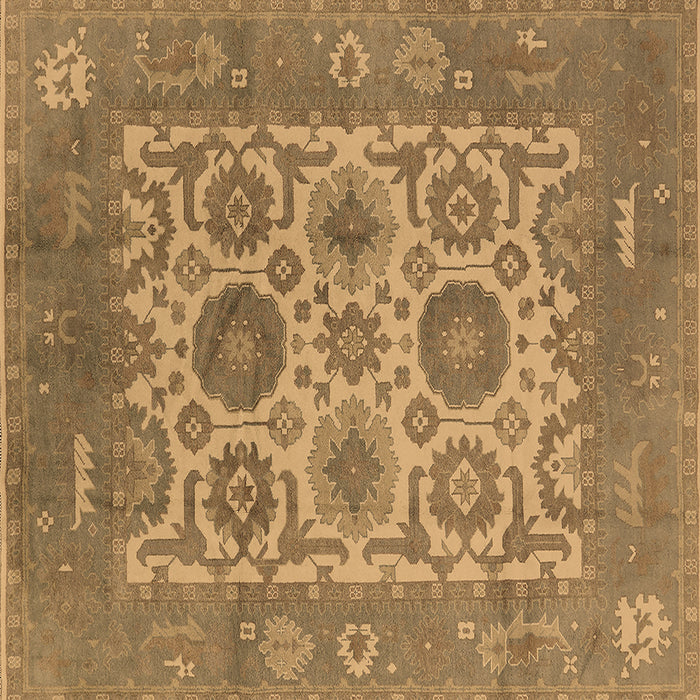 Square Machine Washable Oriental Brown Traditional Rug, wshurb1407brn