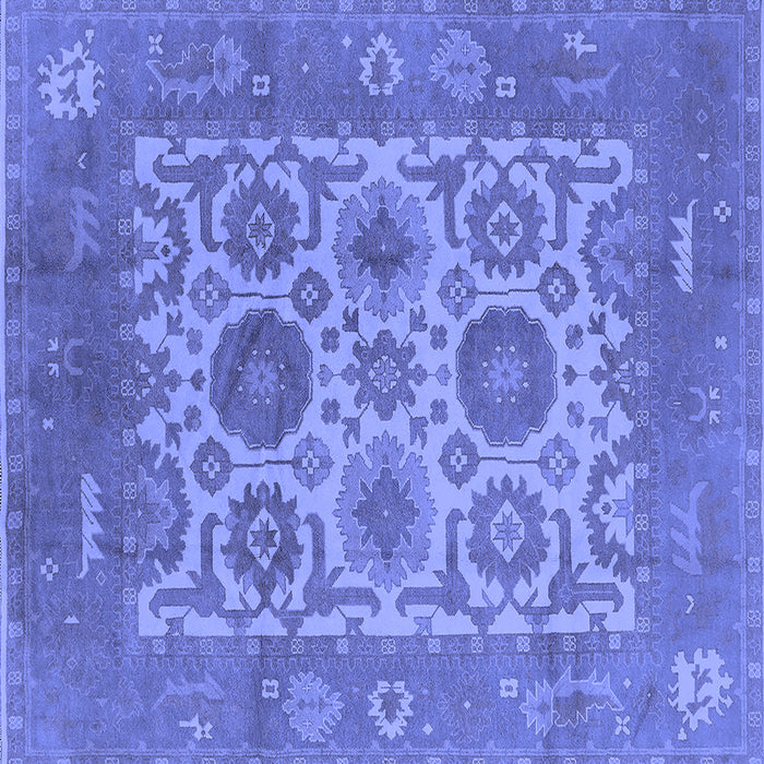 Square Machine Washable Oriental Blue Traditional Rug, wshurb1407blu