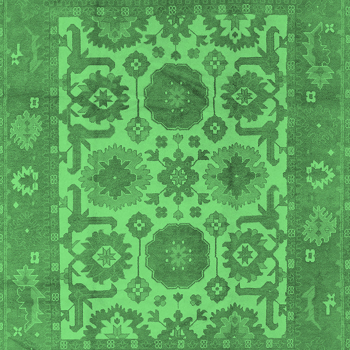 Machine Washable Oriental Emerald Green Traditional Area Rugs, wshurb1407emgrn