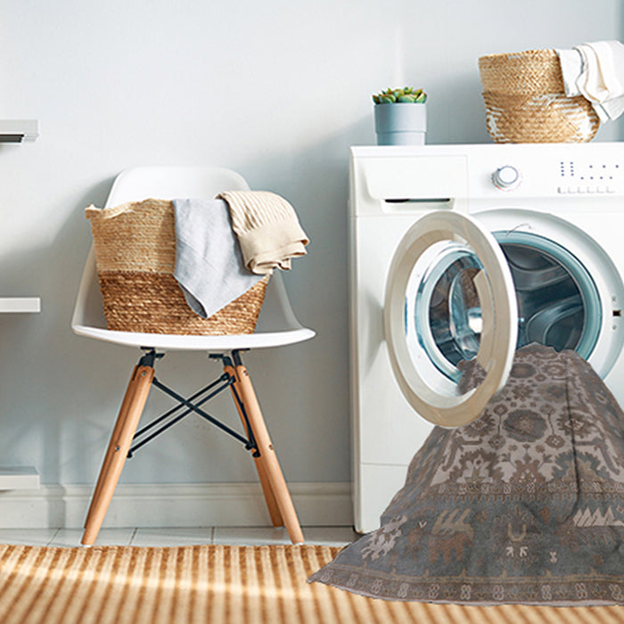 Machine Washable Industrial Modern Puce Purple Rug in a Washing Machine, wshurb1407