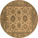 Round Oriental Brown Traditional Rug, urb1407brn