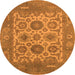 Round Machine Washable Oriental Orange Traditional Area Rugs, wshurb1407org