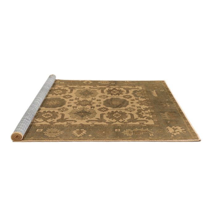 Sideview of Machine Washable Oriental Brown Traditional Rug, wshurb1407brn