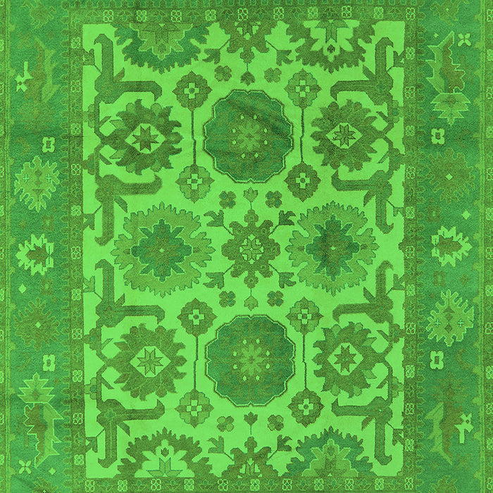 Machine Washable Oriental Green Traditional Area Rugs, wshurb1407grn