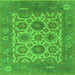 Square Machine Washable Oriental Green Traditional Area Rugs, wshurb1407grn