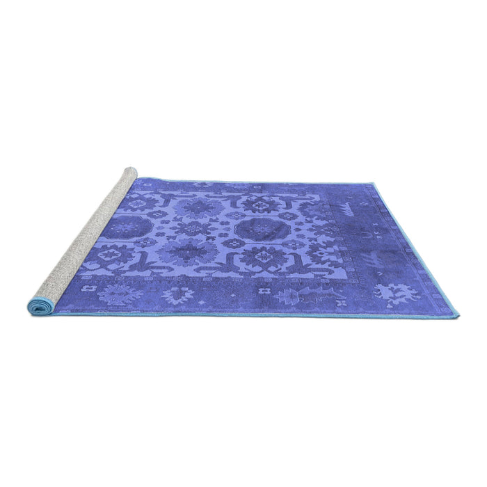 Sideview of Machine Washable Oriental Blue Traditional Rug, wshurb1407blu