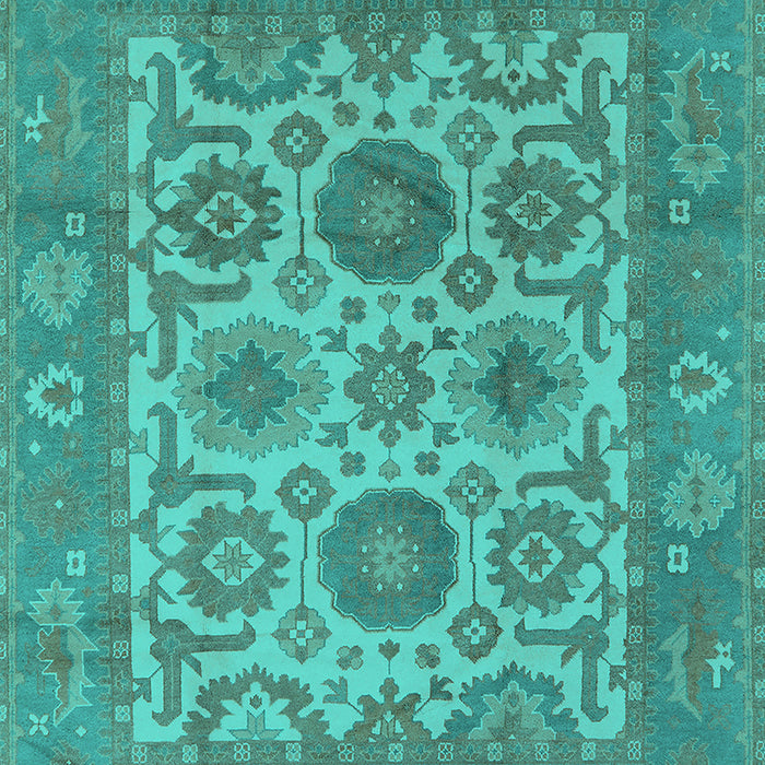 Machine Washable Oriental Turquoise Traditional Area Rugs, wshurb1407turq
