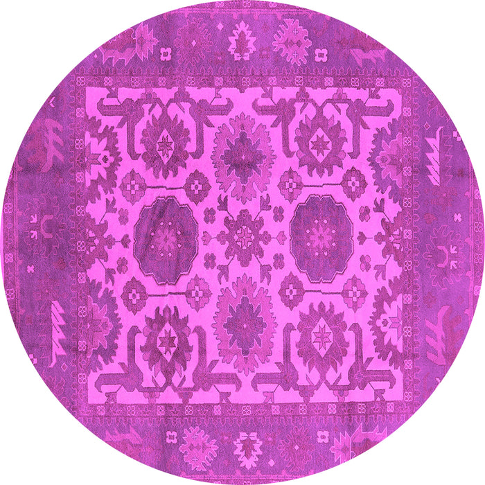 Round Machine Washable Oriental Pink Traditional Rug, wshurb1407pnk