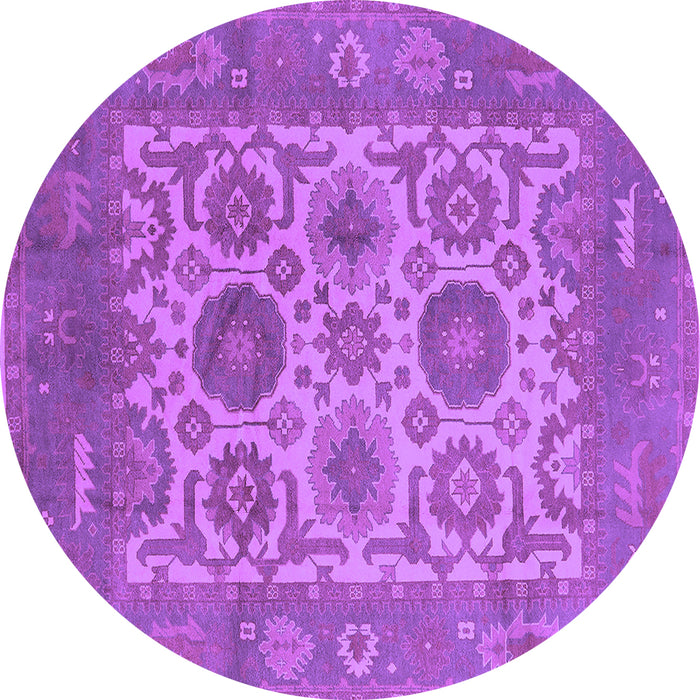 Round Machine Washable Oriental Purple Traditional Area Rugs, wshurb1407pur