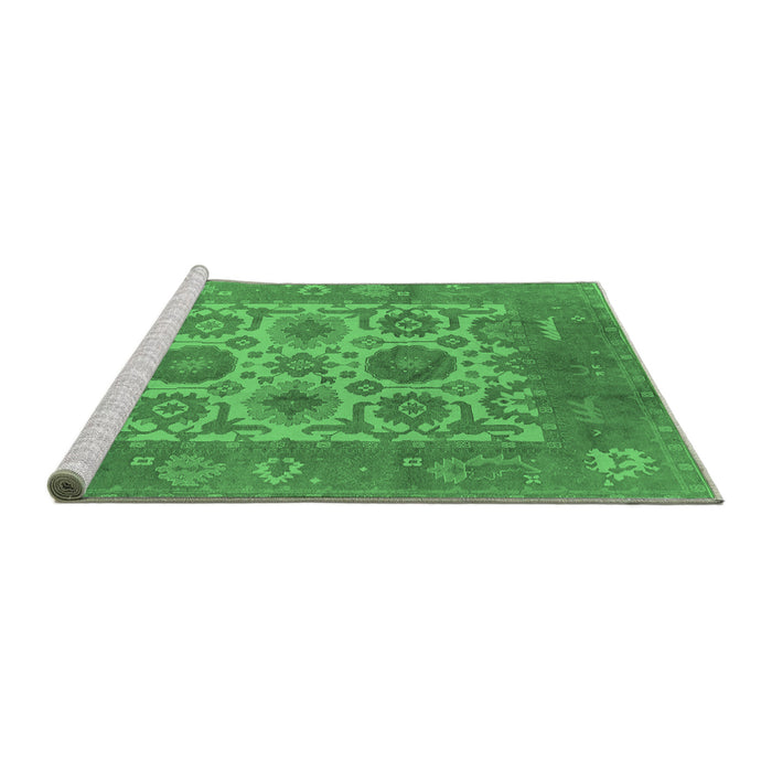 Sideview of Machine Washable Oriental Emerald Green Traditional Area Rugs, wshurb1407emgrn