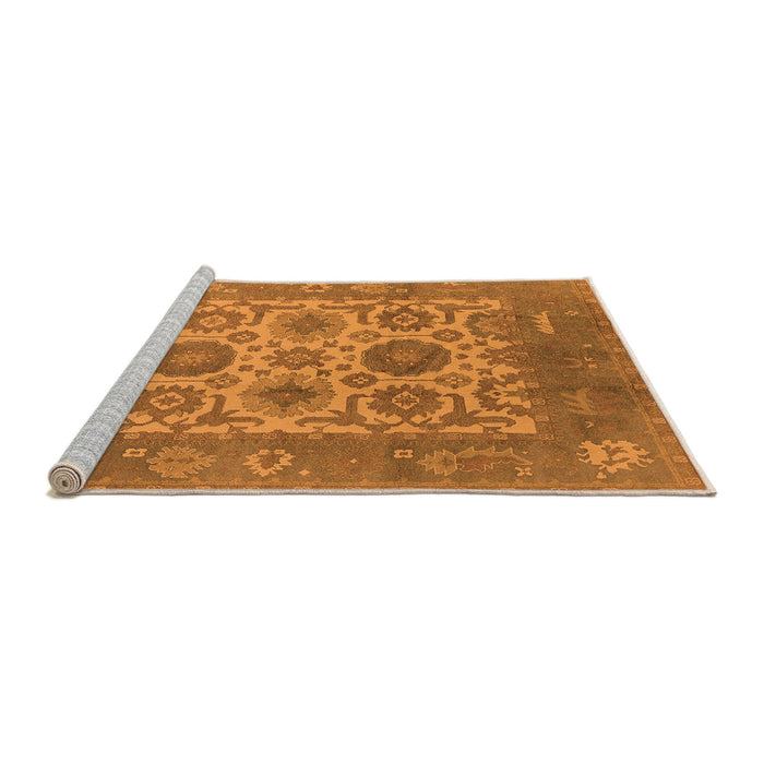 Sideview of Machine Washable Oriental Orange Traditional Area Rugs, wshurb1407org