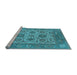 Sideview of Machine Washable Oriental Light Blue Traditional Rug, wshurb1407lblu