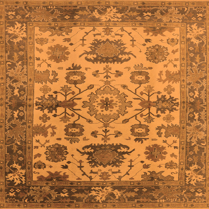 Square Oriental Orange Traditional Rug, urb1408org