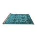 Sideview of Machine Washable Oriental Light Blue Traditional Rug, wshurb1408lblu