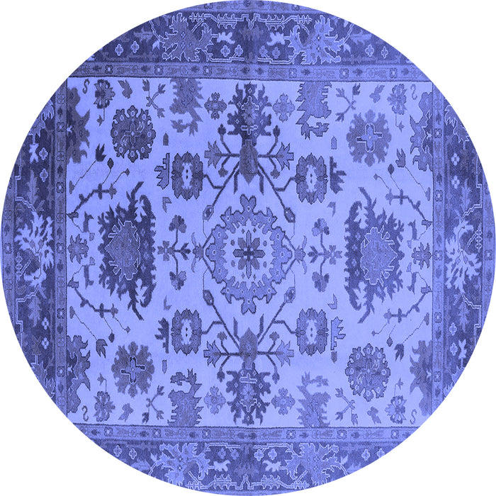 Round Oriental Blue Traditional Rug, urb1408blu