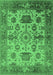 Machine Washable Oriental Emerald Green Traditional Area Rugs, wshurb1408emgrn