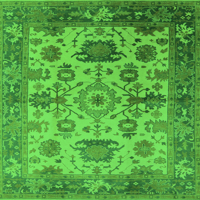 Square Machine Washable Oriental Green Traditional Area Rugs, wshurb1408grn