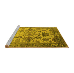 Sideview of Machine Washable Oriental Yellow Traditional Rug, wshurb1408yw