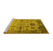 Sideview of Machine Washable Oriental Yellow Traditional Rug, wshurb1408yw