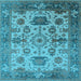 Square Oriental Light Blue Traditional Rug, urb1408lblu