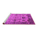 Sideview of Machine Washable Oriental Pink Traditional Rug, wshurb1408pnk