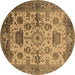 Round Oriental Brown Traditional Rug, urb1408brn