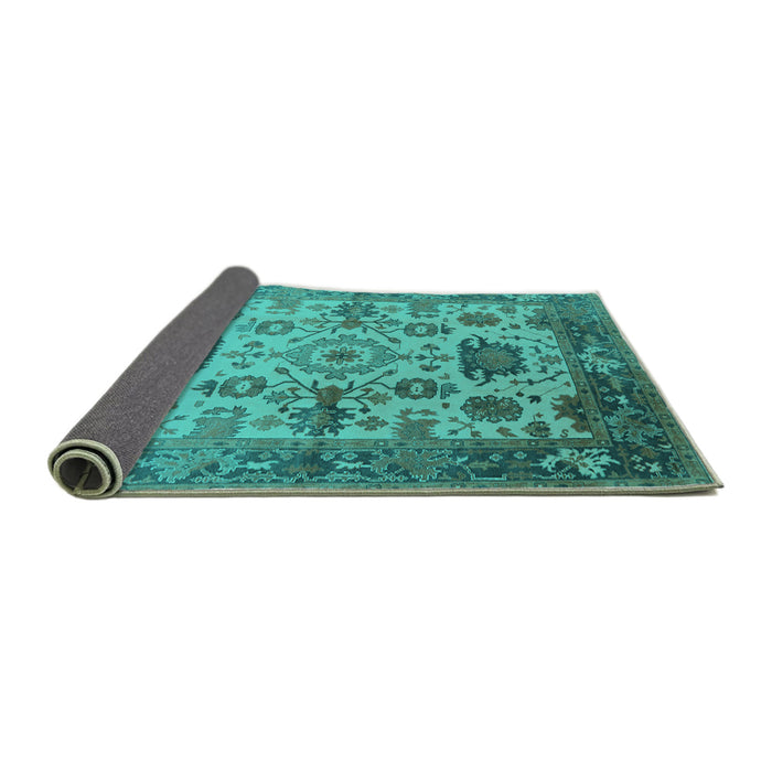 Sideview of Oriental Turquoise Traditional Rug, urb1408turq