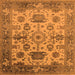 Square Machine Washable Oriental Orange Traditional Area Rugs, wshurb1408org