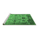 Sideview of Machine Washable Oriental Emerald Green Traditional Area Rugs, wshurb1408emgrn