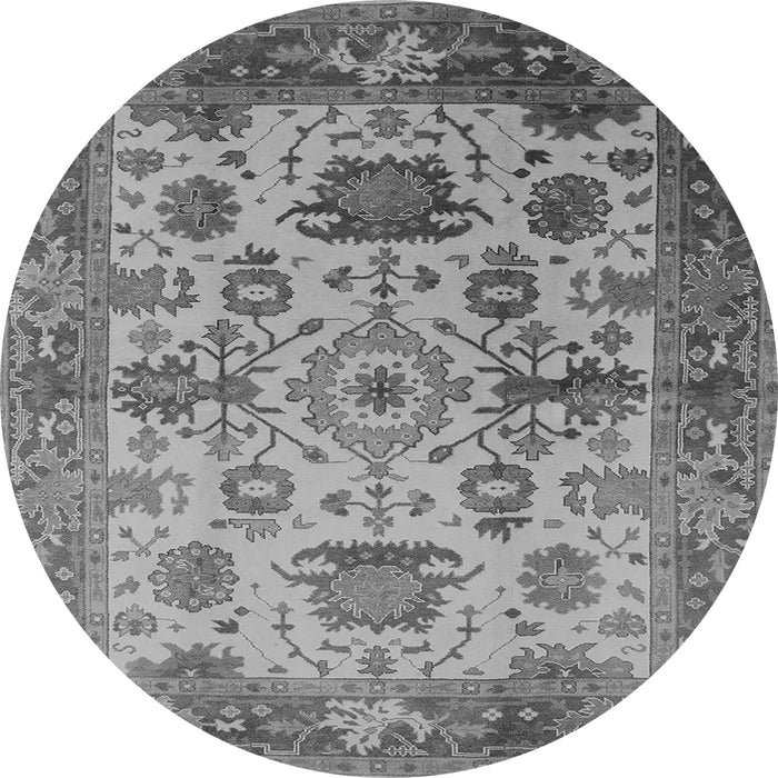 Round Oriental Gray Traditional Rug, urb1408gry