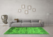 Machine Washable Oriental Green Traditional Area Rugs in a Living Room,, wshurb1408grn
