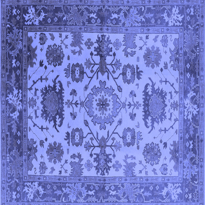 Square Machine Washable Oriental Blue Traditional Rug, wshurb1408blu