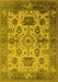 Machine Washable Oriental Yellow Traditional Rug, wshurb1408yw