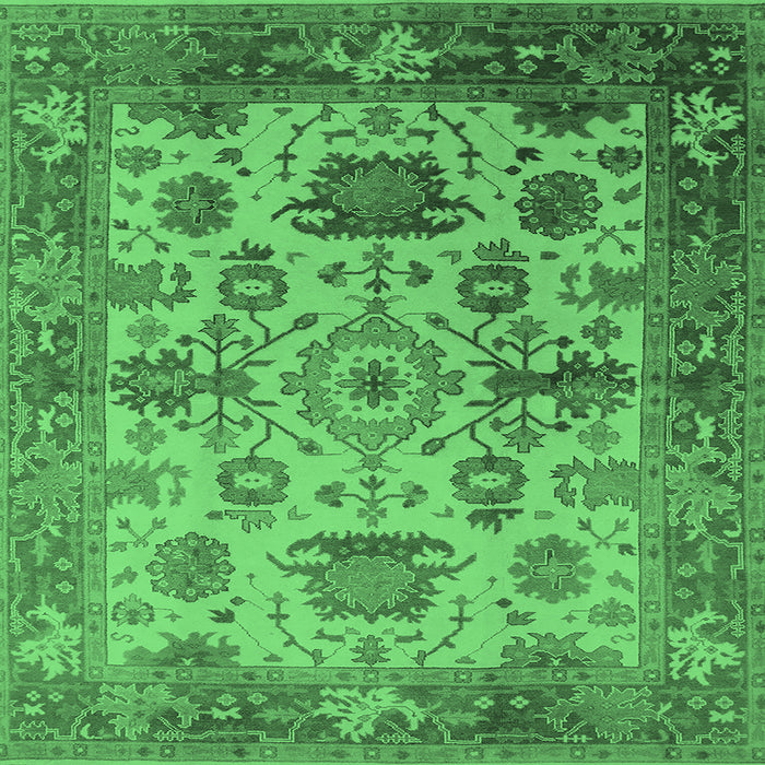 Square Oriental Emerald Green Traditional Rug, urb1408emgrn