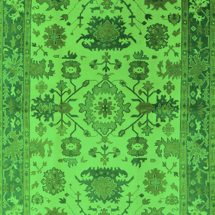 Machine Washable Oriental Green Traditional Area Rugs, wshurb1408grn