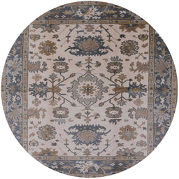 Round Mid-Century Modern Puce Purple Oriental Rug, urb1408