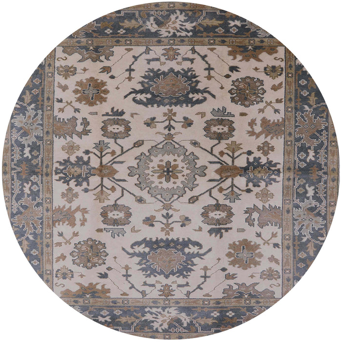 Round Mid-Century Modern Puce Purple Oriental Rug, urb1408