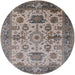 Round Mid-Century Modern Puce Purple Oriental Rug, urb1408