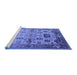 Sideview of Machine Washable Oriental Blue Traditional Rug, wshurb1408blu