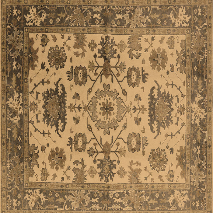 Square Oriental Brown Traditional Rug, urb1408brn