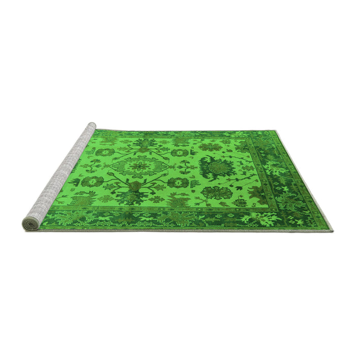 Sideview of Machine Washable Oriental Green Traditional Area Rugs, wshurb1408grn