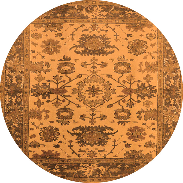 Round Oriental Orange Traditional Rug, urb1408org