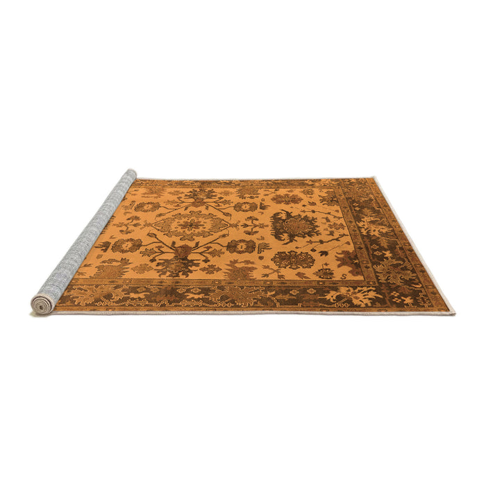 Sideview of Machine Washable Oriental Orange Traditional Area Rugs, wshurb1408org