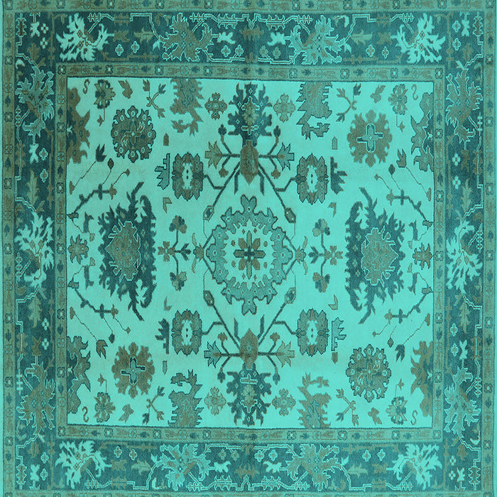 Square Oriental Turquoise Traditional Rug, urb1408turq